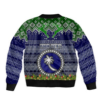 Personalised Chuuk State Christmas Bomber Jacket Coat of Arms Beautiful Merry Xmas Snowflake LT03 - Polynesian Pride