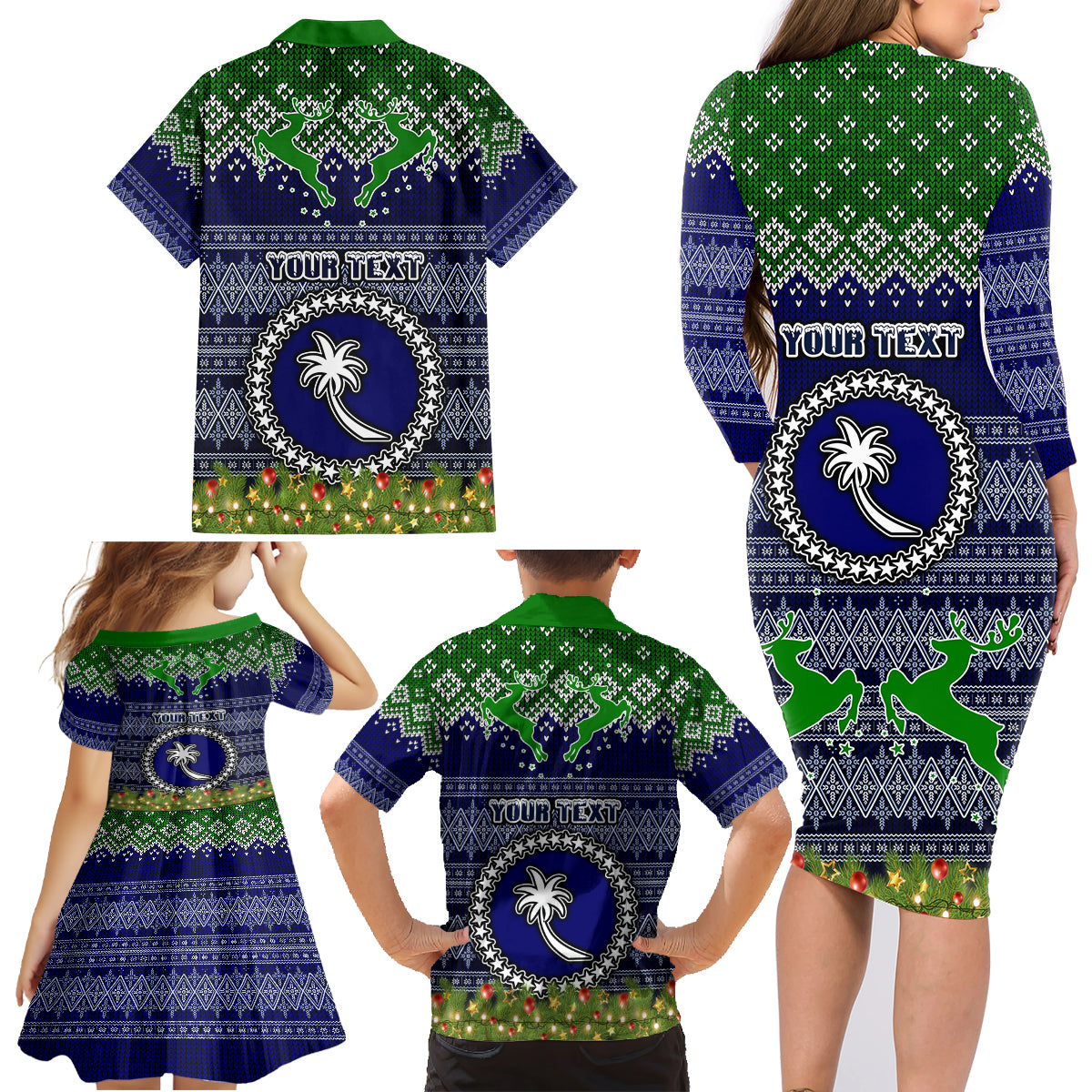 Personalised Chuuk State Christmas Family Matching Long Sleeve Bodycon Dress and Hawaiian Shirt Coat of Arms Beautiful Merry Xmas Snowflake LT03 - Polynesian Pride