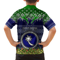 Personalised Chuuk State Christmas Family Matching Short Sleeve Bodycon Dress and Hawaiian Shirt Coat of Arms Beautiful Merry Xmas Snowflake LT03 - Polynesian Pride