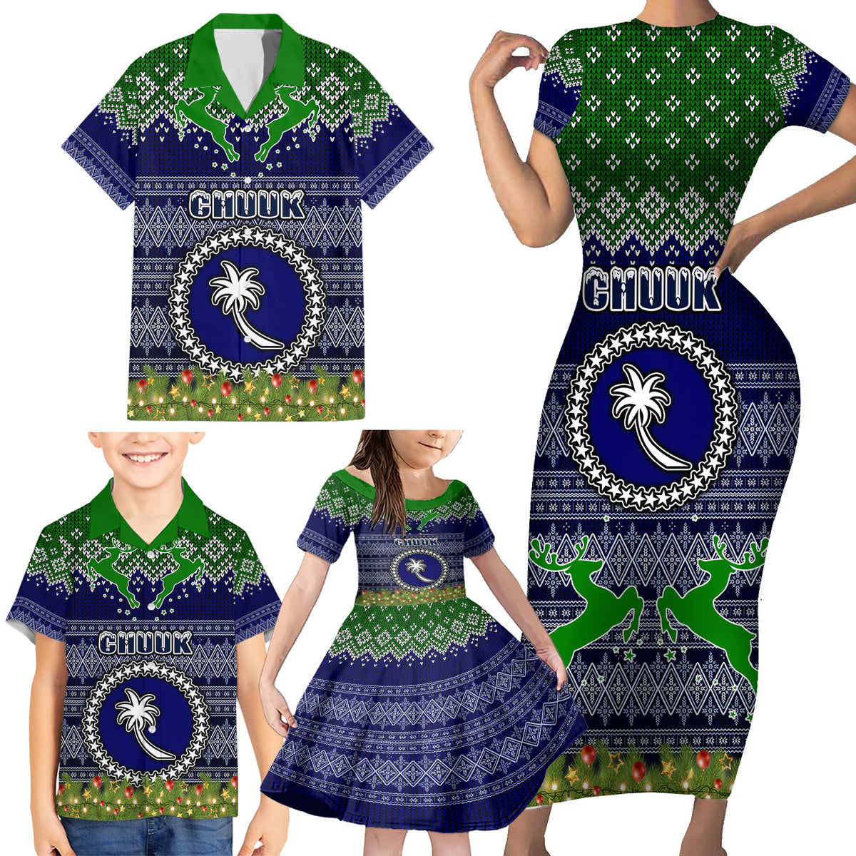 Personalised Chuuk State Christmas Family Matching Short Sleeve Bodycon Dress and Hawaiian Shirt Coat of Arms Beautiful Merry Xmas Snowflake LT03 - Polynesian Pride