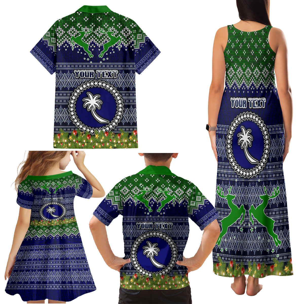 Personalised Chuuk State Christmas Family Matching Tank Maxi Dress and Hawaiian Shirt Coat of Arms Beautiful Merry Xmas Snowflake LT03 - Polynesian Pride