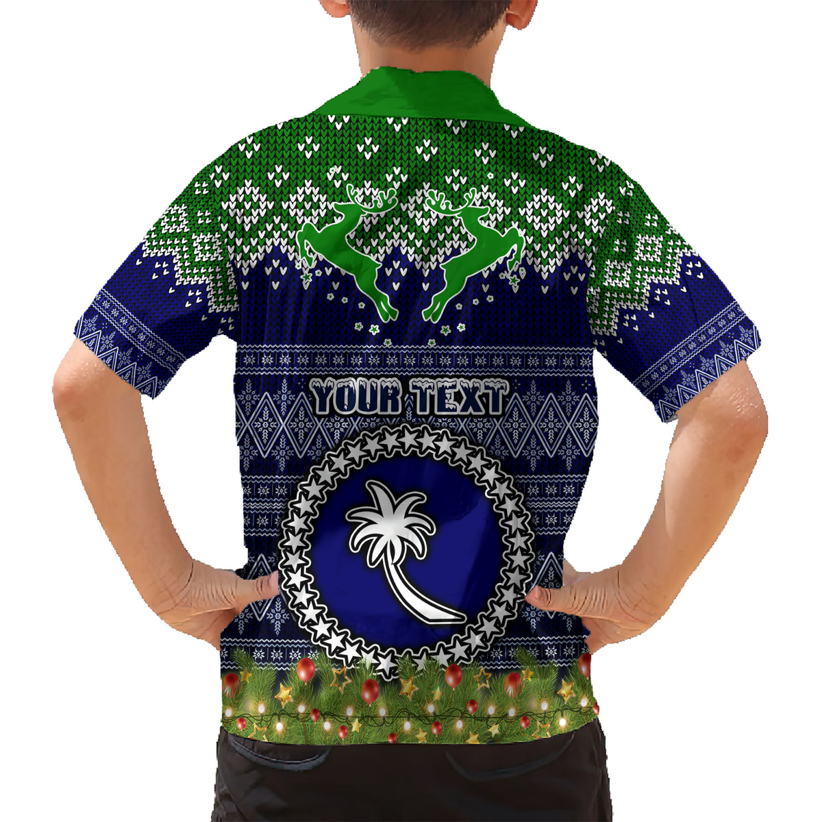 Personalised Chuuk State Christmas Kid Hawaiian Shirt Coat of Arms Beautiful Merry Xmas Snowflake LT03 - Polynesian Pride