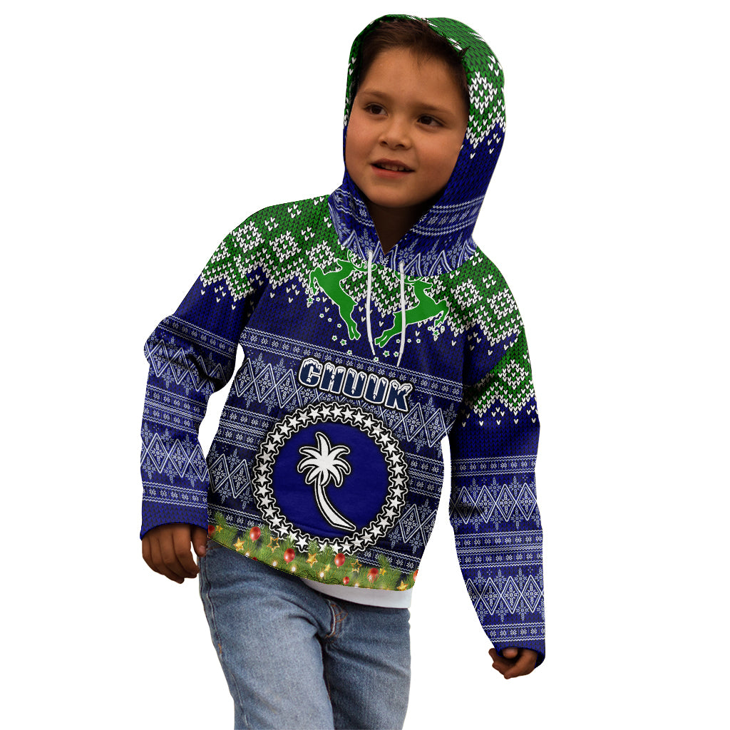 Personalised Chuuk State Christmas Kid Hoodie Coat of Arms Beautiful Merry Xmas Snowflake LT03 - Polynesian Pride