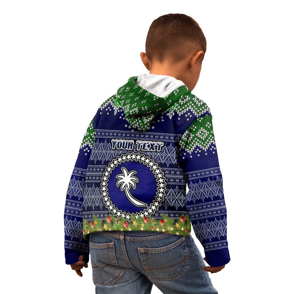 Personalised Chuuk State Christmas Kid Hoodie Coat of Arms Beautiful Merry Xmas Snowflake LT03 - Polynesian Pride