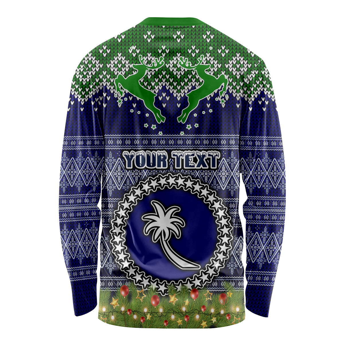 Personalised Chuuk State Christmas Long Sleeve Shirt Coat of Arms Beautiful Merry Xmas Snowflake LT03 - Polynesian Pride