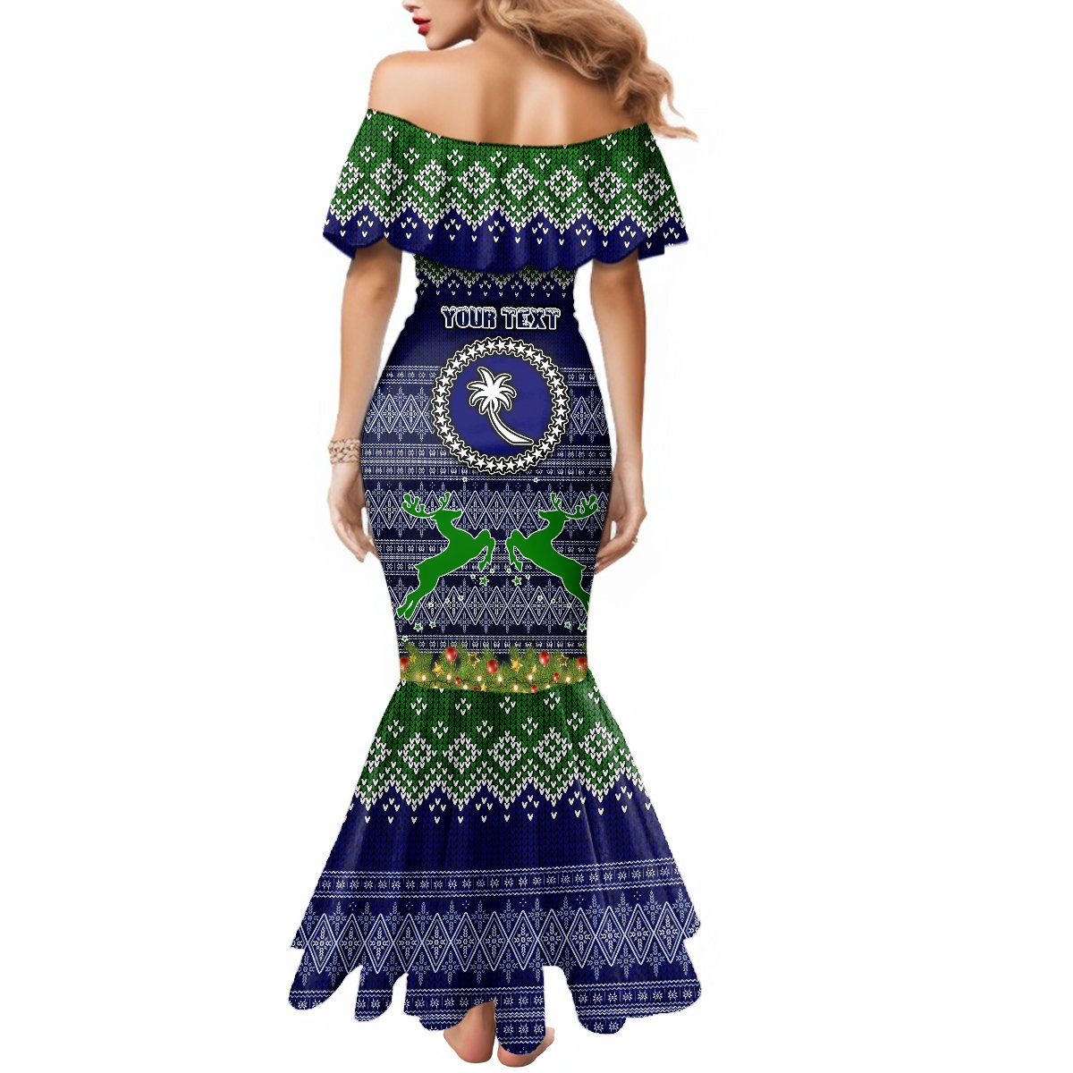 Personalised Chuuk State Christmas Mermaid Dress Coat of Arms Beautiful Merry Xmas Snowflake LT03 - Polynesian Pride