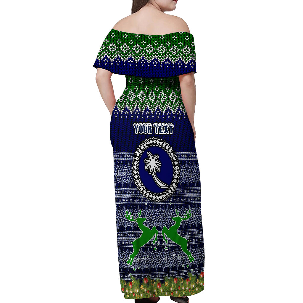 Personalised Chuuk State Christmas Off Shoulder Maxi Dress Coat of Arms Beautiful Merry Xmas Snowflake LT03 - Polynesian Pride
