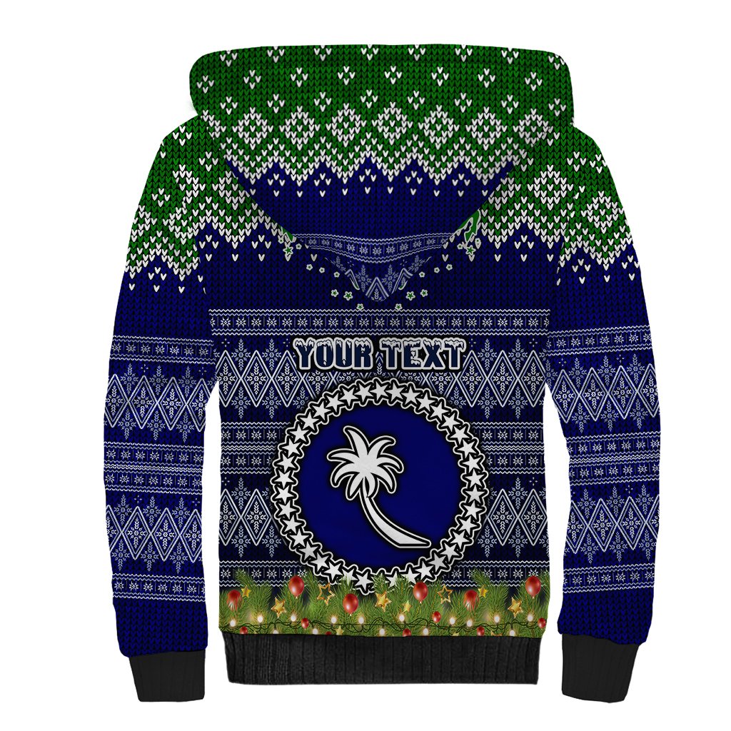 Personalised Chuuk State Christmas Sherpa Hoodie Coat of Arms Beautiful Merry Xmas Snowflake LT03 - Polynesian Pride