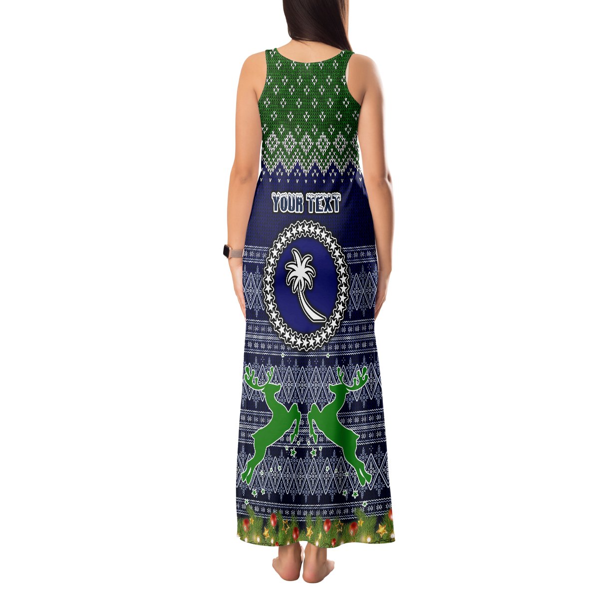 Personalised Chuuk State Christmas Tank Maxi Dress Coat of Arms Beautiful Merry Xmas Snowflake LT03 - Polynesian Pride
