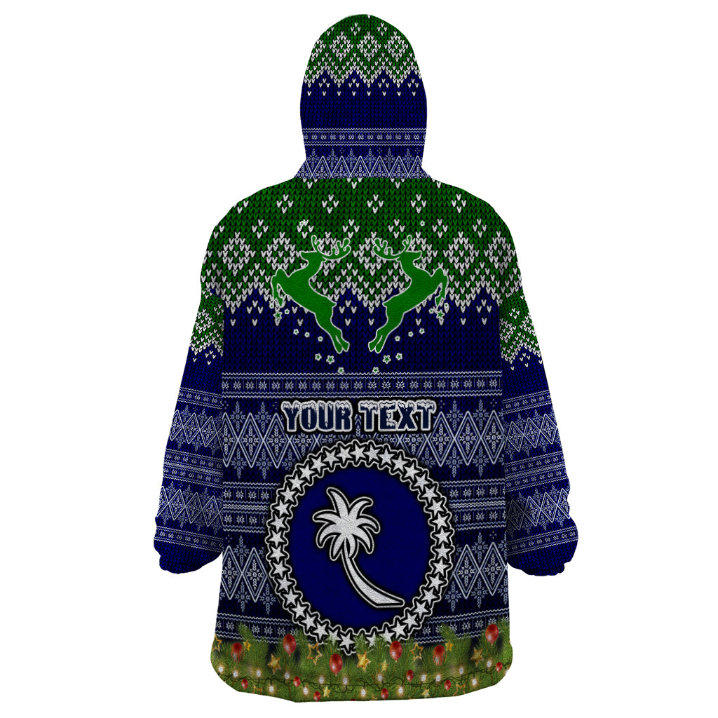 Personalised Chuuk State Christmas Wearable Blanket Hoodie Coat of Arms Beautiful Merry Xmas Snowflake LT03 - Polynesian Pride