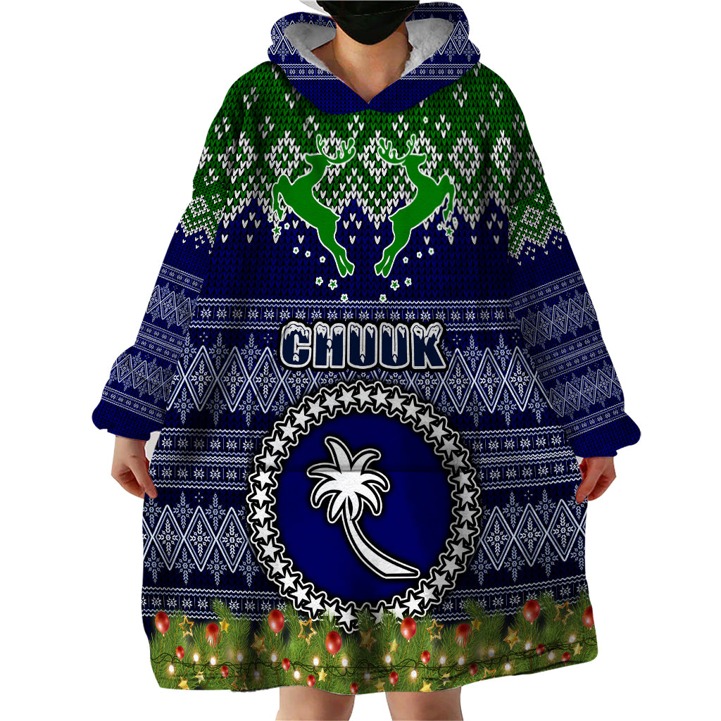 Personalised Chuuk State Christmas Wearable Blanket Hoodie Coat of Arms Beautiful Merry Xmas Snowflake LT03 - Polynesian Pride