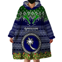 Personalised Chuuk State Christmas Wearable Blanket Hoodie Coat of Arms Beautiful Merry Xmas Snowflake LT03 - Polynesian Pride