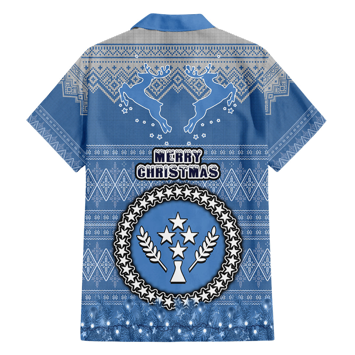 Kosrae Christmas Family Matching Off Shoulder Long Sleeve Dress and Hawaiian Shirt Coat of Arms Beautiful Merry Xmas Snowflake LT03 - Polynesian Pride