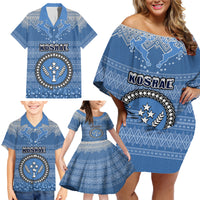 Kosrae Christmas Family Matching Off Shoulder Short Dress and Hawaiian Shirt Coat of Arms Beautiful Merry Xmas Snowflake LT03 - Polynesian Pride