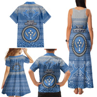 Kosrae Christmas Family Matching Tank Maxi Dress and Hawaiian Shirt Coat of Arms Beautiful Merry Xmas Snowflake LT03 - Polynesian Pride