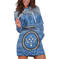Kosrae Christmas Hoodie Dress Coat of Arms Beautiful Merry Xmas Snowflake LT03 Blue - Polynesian Pride