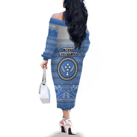 Kosrae Christmas Off The Shoulder Long Sleeve Dress Coat of Arms Beautiful Merry Xmas Snowflake LT03 - Polynesian Pride