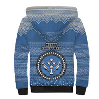 Kosrae Christmas Sherpa Hoodie Coat of Arms Beautiful Merry Xmas Snowflake LT03 - Polynesian Pride
