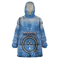 Kosrae Christmas Wearable Blanket Hoodie Coat of Arms Beautiful Merry Xmas Snowflake LT03 One Size Blue - Polynesian Pride