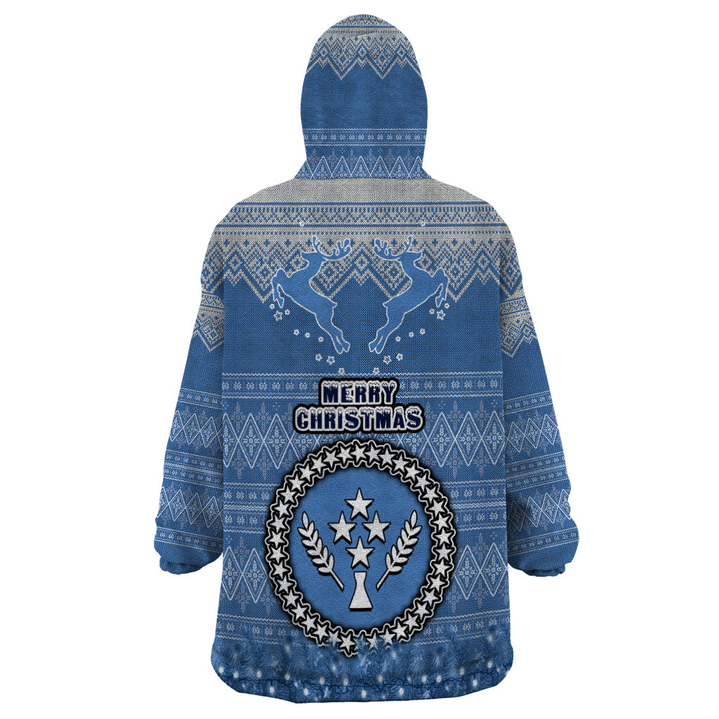 Kosrae Christmas Wearable Blanket Hoodie Coat of Arms Beautiful Merry Xmas Snowflake LT03 - Polynesian Pride