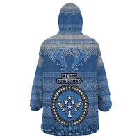Kosrae Christmas Wearable Blanket Hoodie Coat of Arms Beautiful Merry Xmas Snowflake LT03 - Polynesian Pride