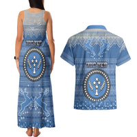 Personalised Kosrae Christmas Couples Matching Tank Maxi Dress and Hawaiian Shirt Coat of Arms Beautiful Merry Xmas Snowflake LT03 - Polynesian Pride