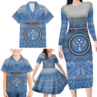 Personalised Kosrae Christmas Family Matching Long Sleeve Bodycon Dress and Hawaiian Shirt Coat of Arms Beautiful Merry Xmas Snowflake LT03 - Polynesian Pride