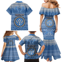 Personalised Kosrae Christmas Family Matching Mermaid Dress and Hawaiian Shirt Coat of Arms Beautiful Merry Xmas Snowflake LT03 - Polynesian Pride