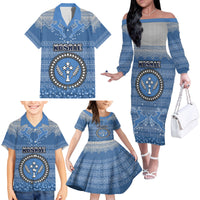 Personalised Kosrae Christmas Family Matching Off Shoulder Long Sleeve Dress and Hawaiian Shirt Coat of Arms Beautiful Merry Xmas Snowflake LT03 - Polynesian Pride