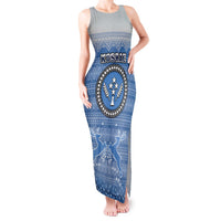Personalised Kosrae Christmas Tank Maxi Dress Coat of Arms Beautiful Merry Xmas Snowflake LT03 Women Blue - Polynesian Pride