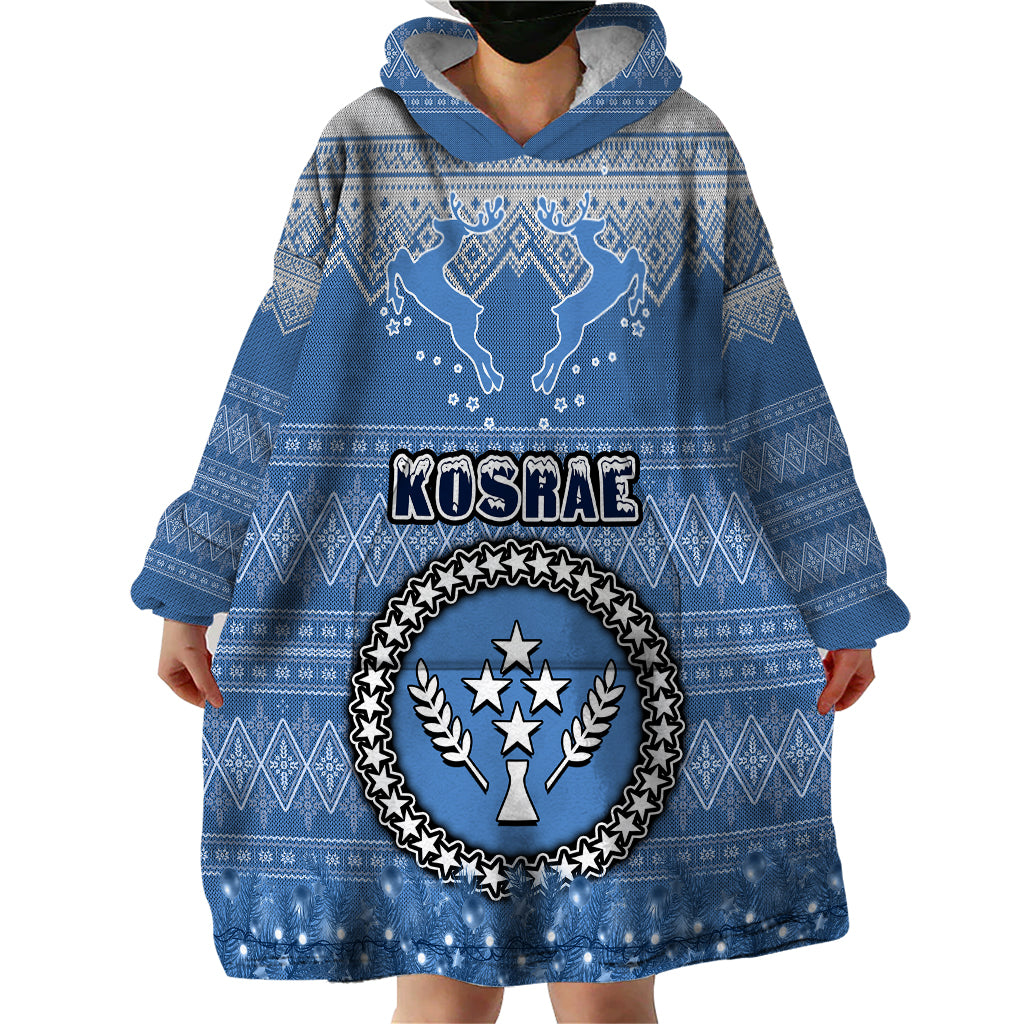 Personalised Kosrae Christmas Wearable Blanket Hoodie Coat of Arms Beautiful Merry Xmas Snowflake LT03 - Polynesian Pride