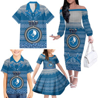 Personalised Yap Christmas Family Matching Off Shoulder Long Sleeve Dress and Hawaiian Shirt Coat of Arms Beautiful Merry Xmas Snowflake LT03 - Polynesian Pride