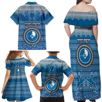 Personalised Yap Christmas Family Matching Off Shoulder Maxi Dress and Hawaiian Shirt Coat of Arms Beautiful Merry Xmas Snowflake LT03 - Polynesian Pride