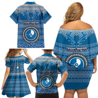 Personalised Yap Christmas Family Matching Off Shoulder Short Dress and Hawaiian Shirt Coat of Arms Beautiful Merry Xmas Snowflake LT03 - Polynesian Pride