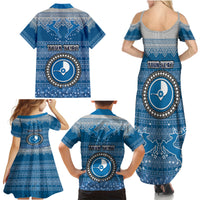 Personalised Yap Christmas Family Matching Summer Maxi Dress and Hawaiian Shirt Coat of Arms Beautiful Merry Xmas Snowflake LT03 - Polynesian Pride