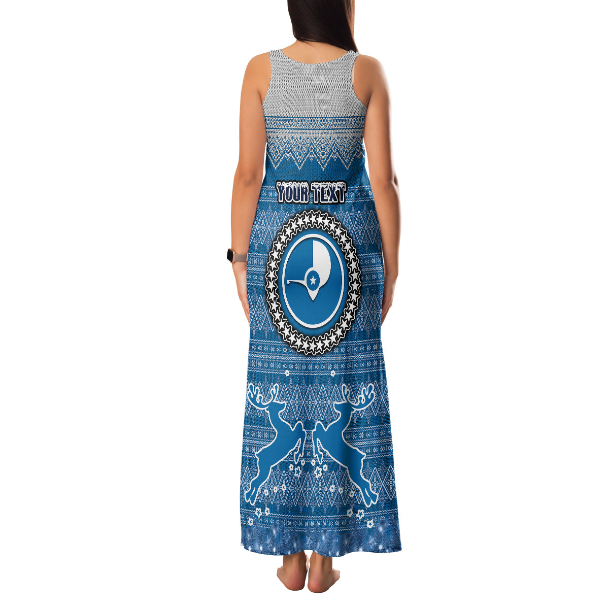 Personalised Yap Christmas Family Matching Tank Maxi Dress and Hawaiian Shirt Coat of Arms Beautiful Merry Xmas Snowflake LT03 - Polynesian Pride