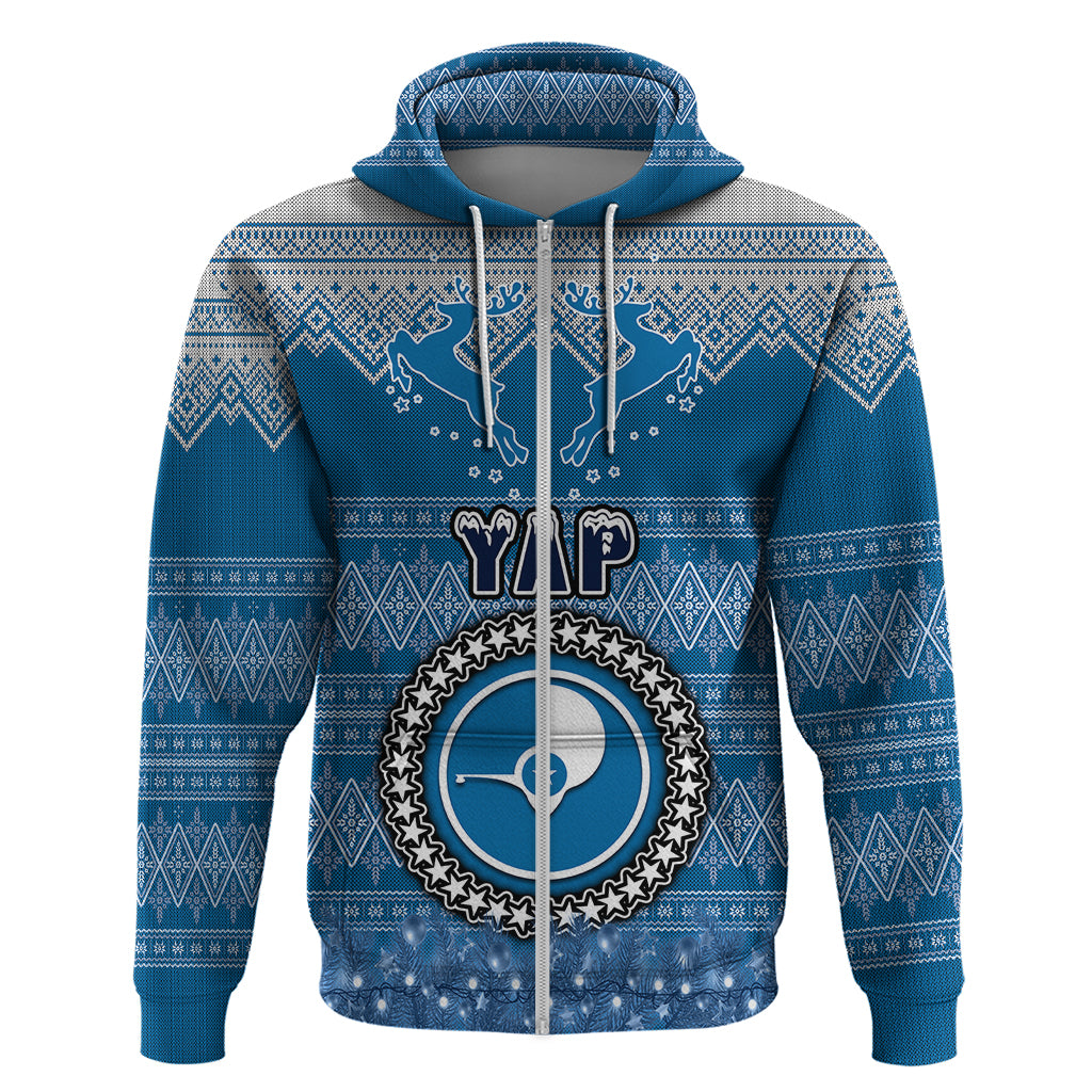 Personalised Yap Christmas Hoodie Coat of Arms Beautiful Merry Xmas Snowflake LT03 - Polynesian Pride