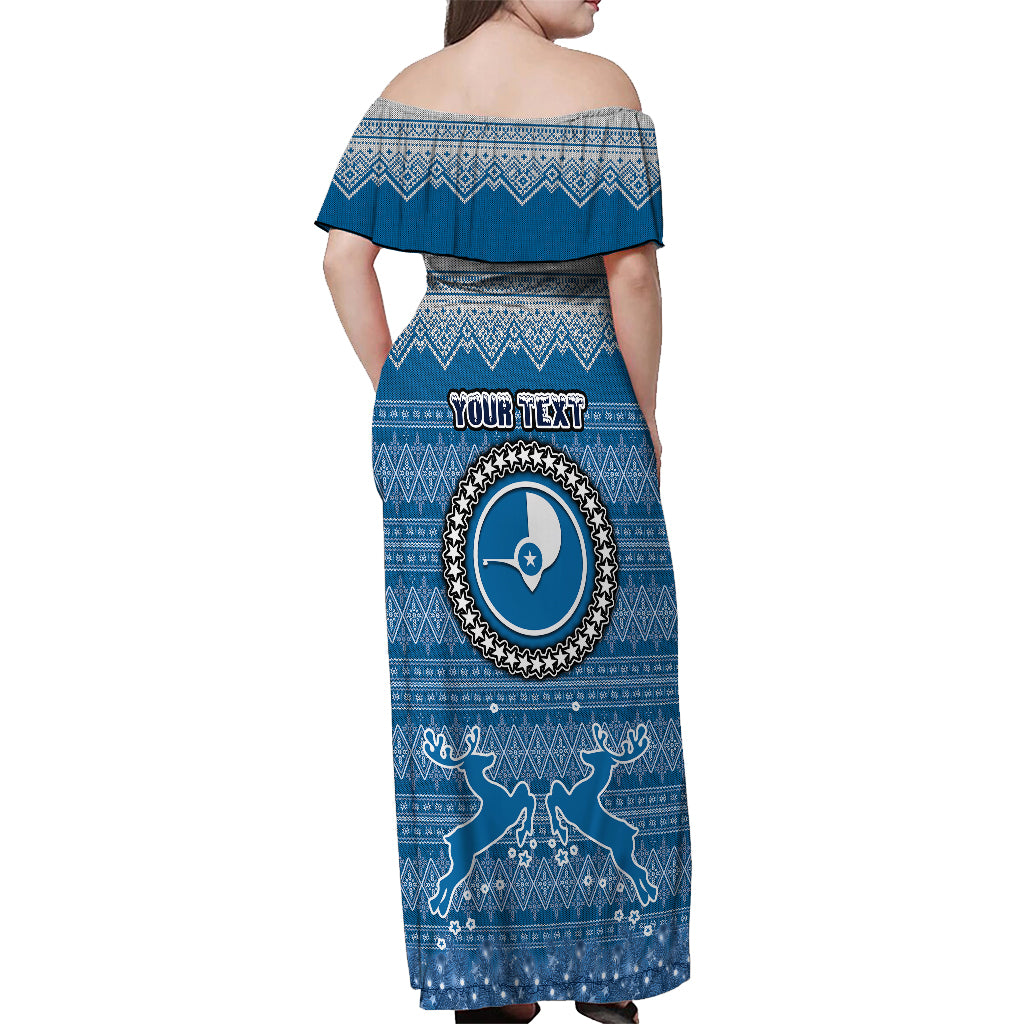 Personalised Yap Christmas Off Shoulder Maxi Dress Coat of Arms Beautiful Merry Xmas Snowflake LT03 - Polynesian Pride