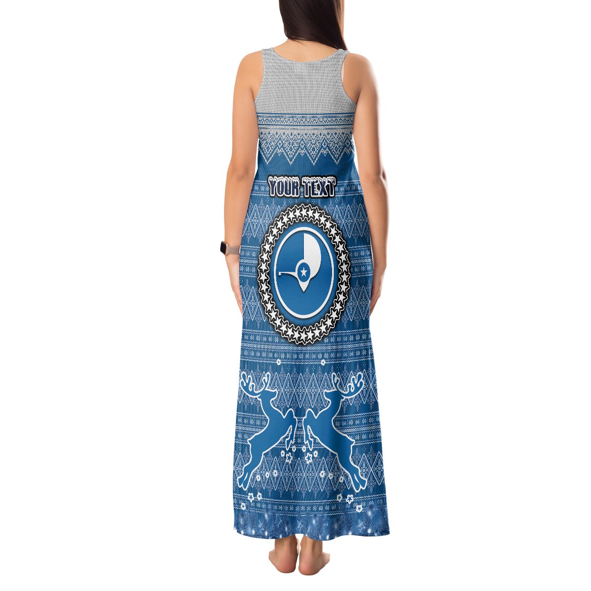 Personalised Yap Christmas Tank Maxi Dress Coat of Arms Beautiful Merry Xmas Snowflake LT03 - Polynesian Pride