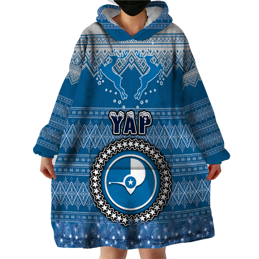 Personalised Yap Christmas Wearable Blanket Hoodie Coat of Arms Beautiful Merry Xmas Snowflake LT03 - Polynesian Pride