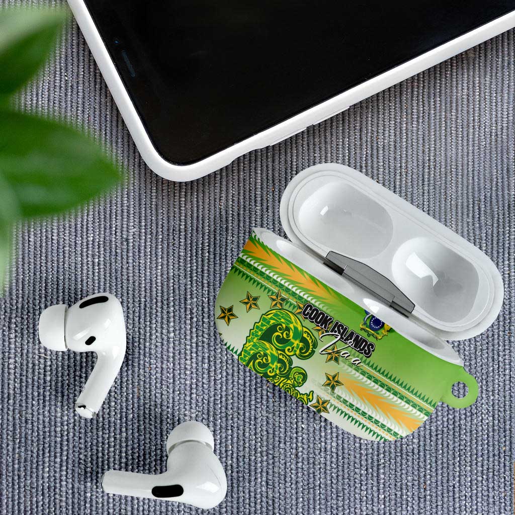 Cook Islands Va'a Race AirPods Case Te Tatau Tattoos Sporty Style Green-White Color LT03 - Polynesian Pride