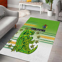 Cook Islands Va'a Race Area Rug Te Tatau Tattoos Sporty Style Green-White Color LT03 - Polynesian Pride