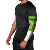 Personalised Cook Islands Va'a Race Arm Sleeves Te Tatau Tattoos Sporty Style Green-White Color LT03 - Polynesian Pride