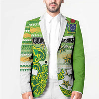 Personalised Cook Islands Va'a Race Blazer Te Tatau Tattoos Sporty Style Green-White Color LT03 - Polynesian Pride