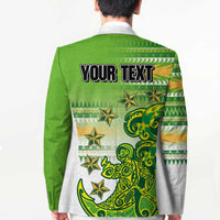 Personalised Cook Islands Va'a Race Blazer Te Tatau Tattoos Sporty Style Green-White Color LT03 - Polynesian Pride