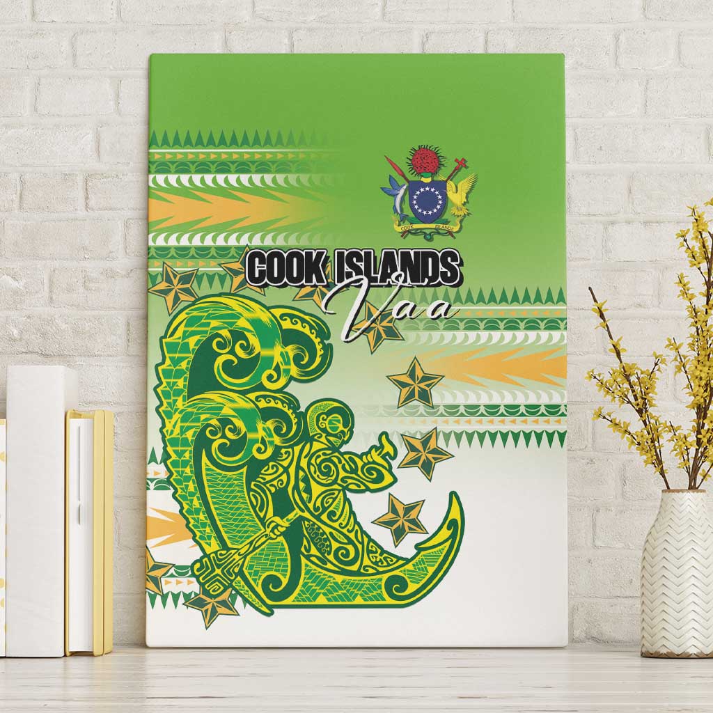 Cook Islands Va'a Race Canvas Wall Art Te Tatau Tattoos Sporty Style Green-White Color LT03 Without Frame Green - Polynesian Pride