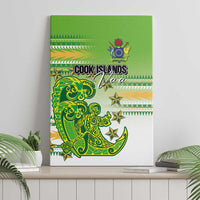 Cook Islands Va'a Race Canvas Wall Art Te Tatau Tattoos Sporty Style Green-White Color LT03 - Polynesian Pride