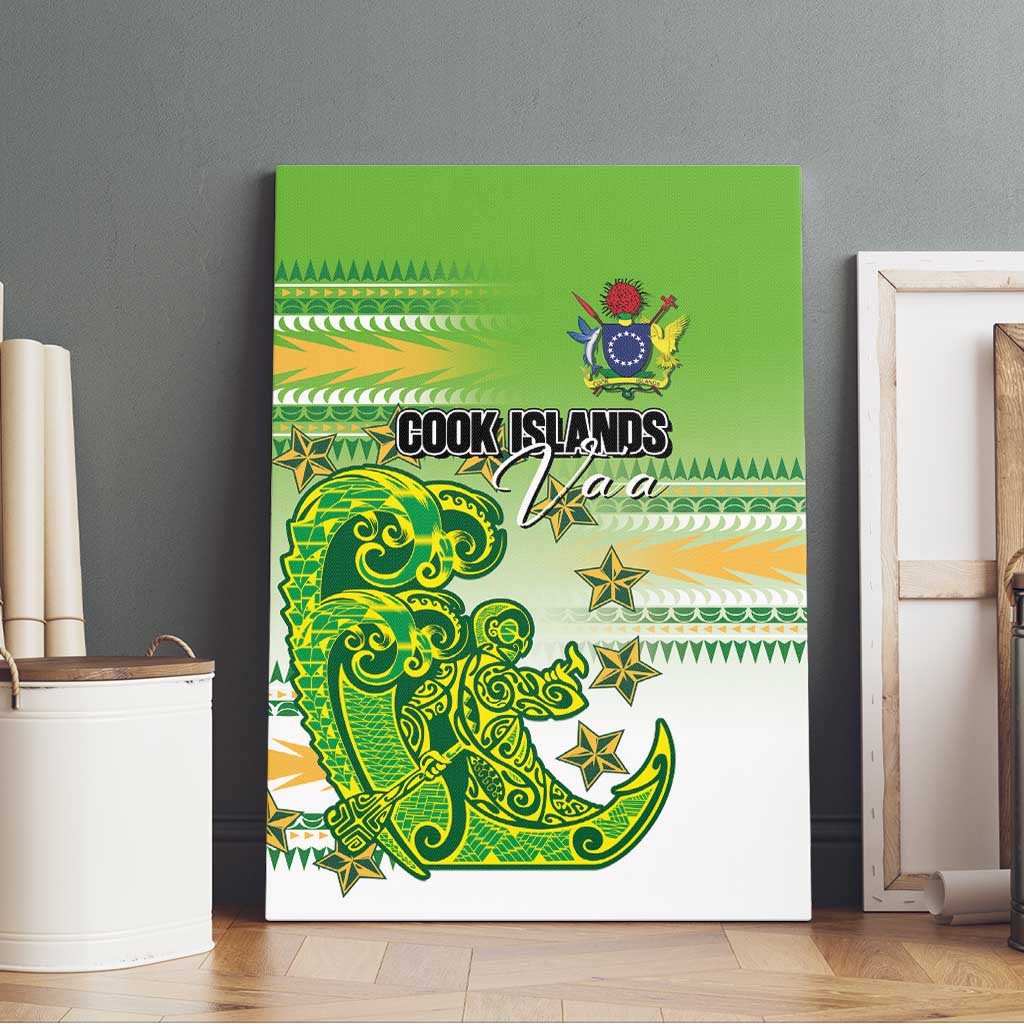 Cook Islands Va'a Race Canvas Wall Art Te Tatau Tattoos Sporty Style Green-White Color LT03 - Polynesian Pride