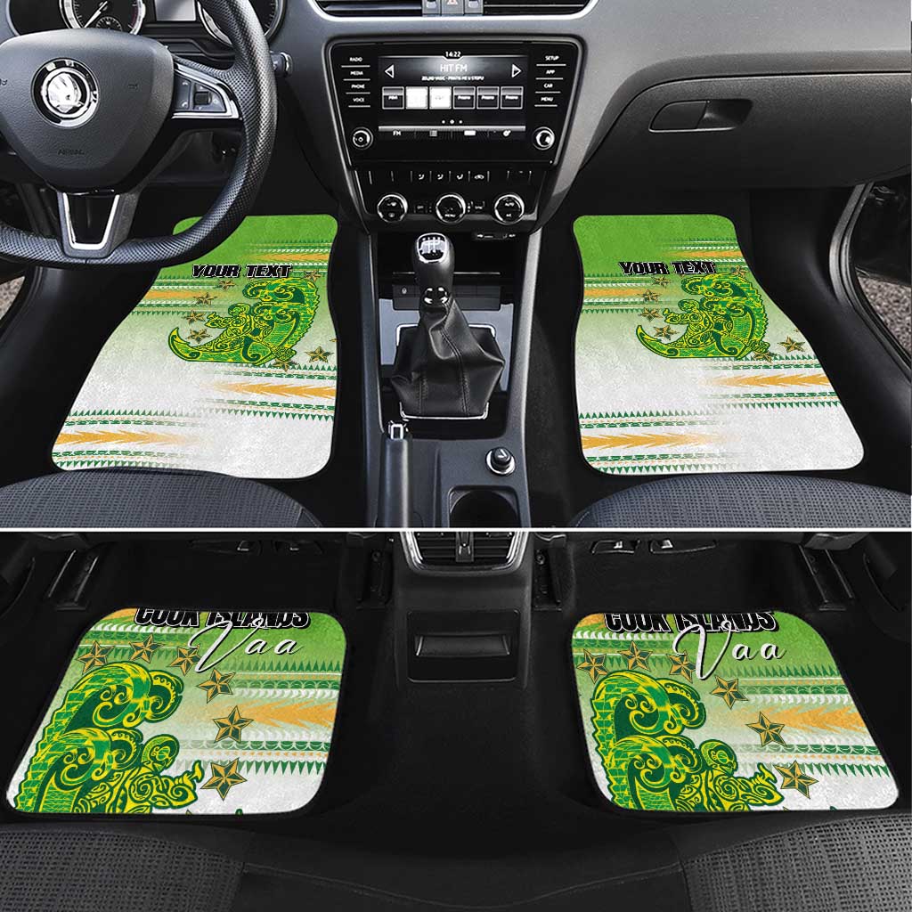 Personalised Cook Islands Va'a Race Car Mats Te Tatau Tattoos Sporty Style Green-White Color LT03 Set 4pcs Green - Polynesian Pride