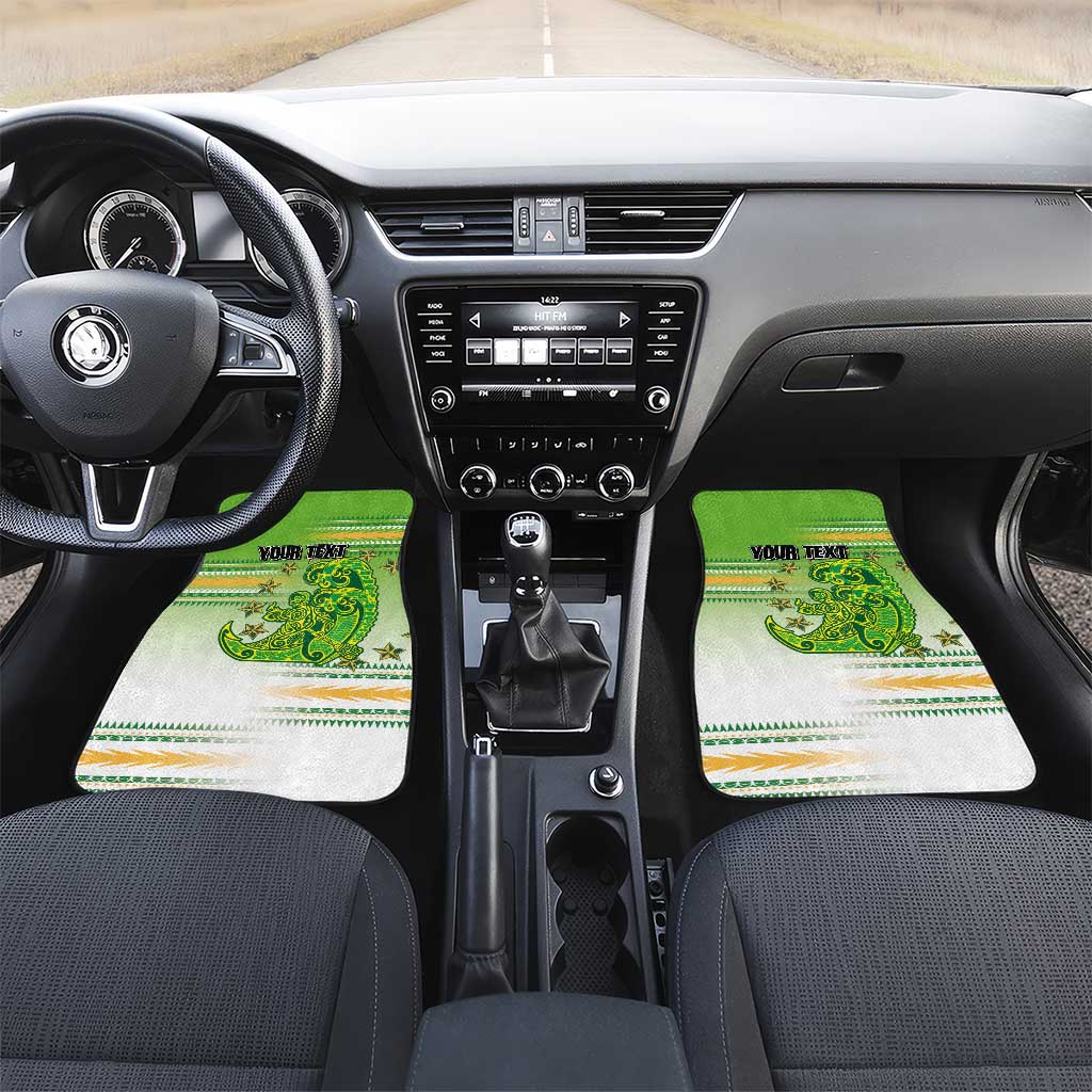 Personalised Cook Islands Va'a Race Car Mats Te Tatau Tattoos Sporty Style Green-White Color LT03 Set 2pcs - Front Green - Polynesian Pride